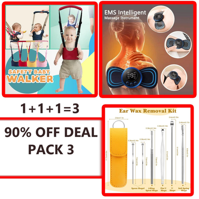 90% Off Smart Utility Pack Of 3 – Safety Baby Walker, EMS Therapy Massager & Ear Wax Remover – Rs. 1450 With Free Delivery